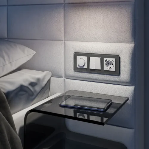 Рамка из стекла на 3 поста Elite графит W0032440 - фото 2