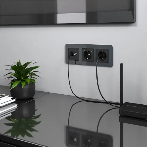 Рамка из стекла на 3 поста Elite графит W0032440 - фото 4