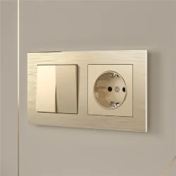 Рамка из металла на 2 поста Аluminium шампань алюминий W0021711