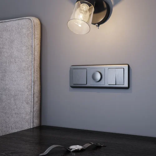 Выключатель одноклавишный проходной (графит рифленый) W1112004 - фото 2