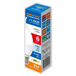 LED-CW37-6W-4000K-E14-FR-DIM-SLS Лампа светодиодная, диммируемая, Форма свеча на ветру, матовая, Белый свет 4000K