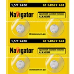 Элемент питания алкалиновый 'таблетка' 95 665 NBT-08 (LR60 AG1 LR621 BP10) (блист.10шт) Navigator 95665