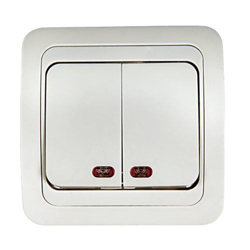 Выключатель двухклавишный с подсветкой CLASSICO белый 2123 IN HOME - Фото