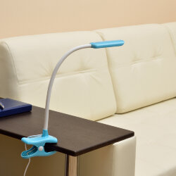 TLD-554 Blue-LED-400Lm-5500K-Dimmer Светильник настольный прищепка, 4W, Сенсорный выключатель, Голубой