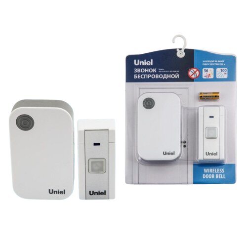 UDB-013W-R1T1-36S-100M-WH Звонок беспроводной, 36 мелодий, Радиус действия 100м, Блистер, Белый - фото 8