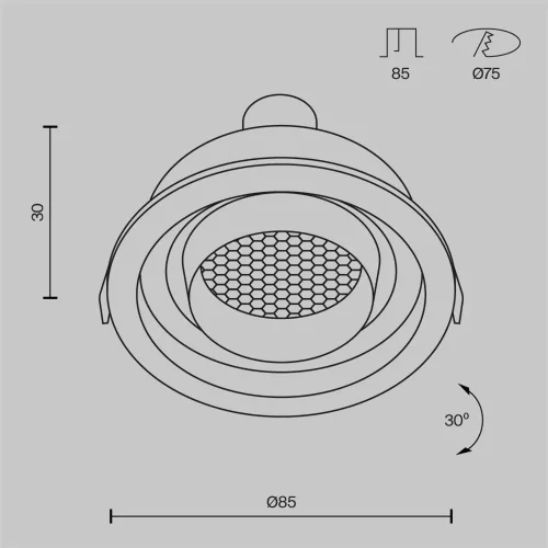 Встраиваемый светильник Atom GU10 10Вт (Черный) - фото 6