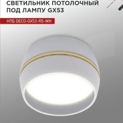 Светильник потолочный НПБ DECO-GX53-RS-WG под лампу GX53 90х51мм белый IN HOME