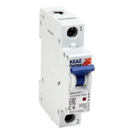 Выключатель автоматический модульный 1п C 10А 6кА OptiDin BM63-1C10-УХЛ3 КЭАЗ 260501 - фото