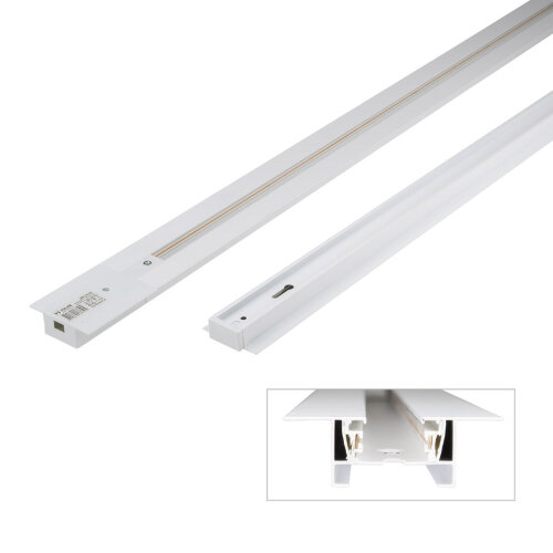 UBX-Q123 RS2 WHITE 100 SET01 Шинопровод осветительный, тип R, в наборе с заглушкой и вводом питания. Однофазный. Встраиваемый. Белый. Длина 1м. ТМ Volpe - фото