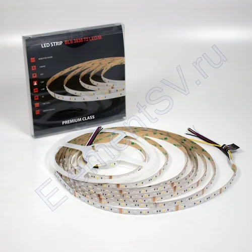 Светодиодная лента Class Premium 3838 72 led/m, RGB+CCT (RGB+white/ warm white), 12V, IP20, А41 - фото 2.