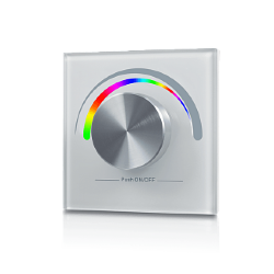 Радио панель W-RGB (W) встраиваемая в стену с валкодером на 1 зону для RGB ленты, белая, W-RGB-W 001510