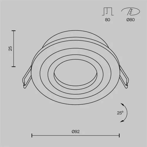 Встраиваемый светильник Atom GU10 10Вт (Серебро) - фото