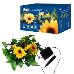 USL-S-138-PT2300 SUNFLOWERS Садовая гирлянда на солнечной батарее Подсолнухи, 24 светодиода, Теплый белый свет, 1xАА Ni-Mh аккумулятор в-к, IP44, TM Uniel