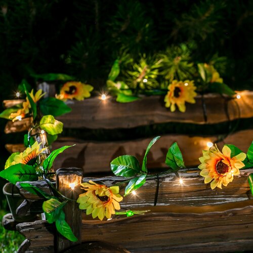 USL-S-138-PT2300 SUNFLOWERS Садовая гирлянда на солнечной батарее Подсолнухи, 24 светодиода, Теплый белый свет, 1xАА Ni-Mh аккумулятор в-к, IP44, TM Uniel - фото 5
