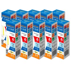 LED-CW35-6W-4000K-E14-CL-DIM-SLF Набор из 10штук Лампа светодиодная диммируемая, Форма свеча на ветру, прозрачная, Серия Optima DIM Филамент, Белый свет 4000K