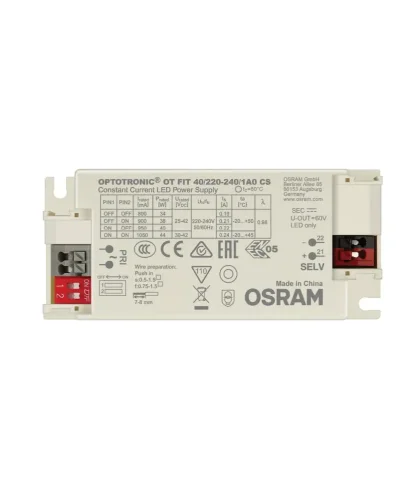 Драйвер для светодиодов OT FIT 40/220-240/1A0 CS | 20-44W 25-42V | DIP-переключатель 800-1050мА | - OSRAM. Фото 2