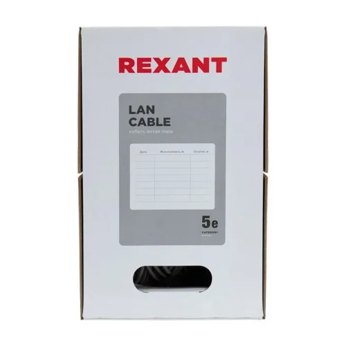 Кабель витая пара U/UTP кат.5E 4х2х24AWG solid CU PVC сер. (м) Rexant 01-0043 - фото 6