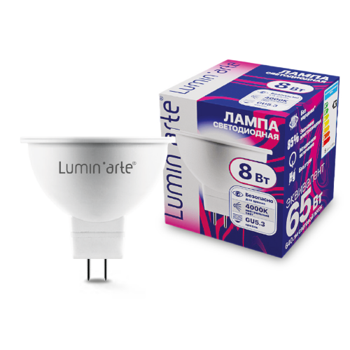 Светодиодная лампа Luminarte LSTD-MR16-8W4KGU5.3 8Вт 4000K GU5.3 - фото.
