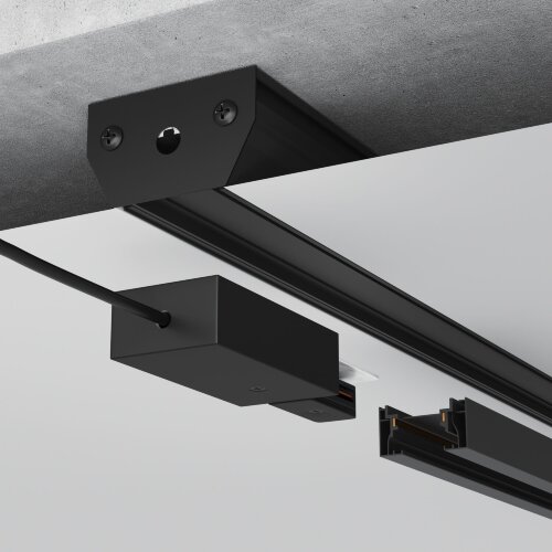Basic System Алюминиевый профиль для монтажа в натяжной потолок однофазного шинопровода черный 2м - Фото 4