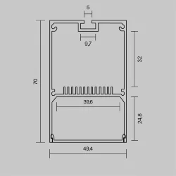 Алюминиевый профиль накладной-подвесной 50х70 (Серебро, 2 м), ALM-5070-S-2M (Серебро) 633016