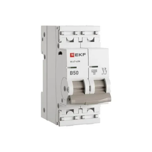 Выключатель автоматический 2п B 50А 4.5кА ВА 47-63N PROxima EKF M634250B - фото