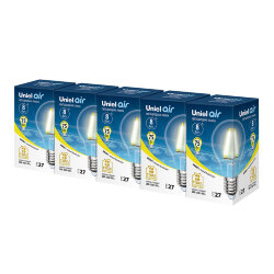 LED-A60-8W-WW-E27-CL GLA01TR Набор из 5штук Лампа светодиодная, Форма A прозрачная, Серия Air, Теплый белый свет 3000K, Uniel