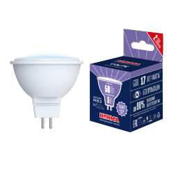LED-MR16-5W-6500K-GU5.3-FR-NR Лампа светодиодная, Форма MR16, матовая, Серия Norma, Дневной белый свет 6500K, Картон