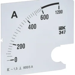 Шкала сменная для амперметра Э47 600/5А-1.5 96х96мм IEK IPA20D-SC-0600