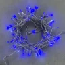 Гирлянда Нить 10м Синяя с Мерцанием Белого Диода 24В, 100 LED, Провод Прозрачный ПВХ, IP54. Фото 1.