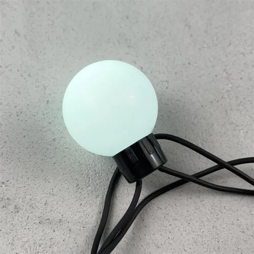 Гирлянда «Шарики» 5м Белая 220В, Диаметр Шарика 40мм, 20 LED, Провод Черный Каучук, IP65. Фото 3.