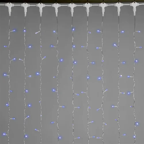 Гирлянда Занавес 2 x 3 м Синий 220В, 600 LED, Провод Прозрачный ПВХ, IP54. Фото 1.