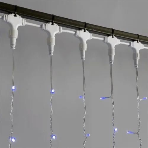 Гирлянда Занавес 2 x 3 м Синий 220В, 600 LED, Провод Прозрачный ПВХ, IP54. Фото 2.