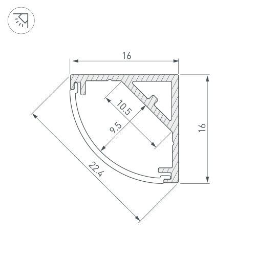 Профиль SL-KANT-H16-S10-2000 ANOD (Arlight, Алюминий) - фото 4