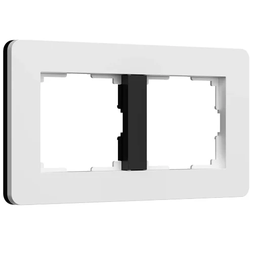 Рамка из поликарбоната на 2 поста Split белый/черный, soft-touch W0023068 - фото 2