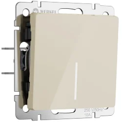 Выключатель одноклавишный проходной с подсветкой (айвори акрил) W1112143