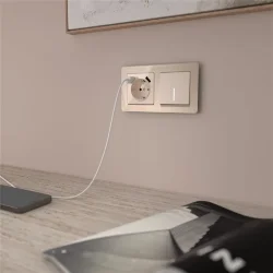 Выключатель одноклавишный проходной с подсветкой (айвори акрил) W1112143