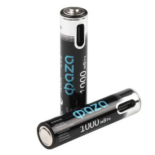 Аккумулятор литиевый AAA 1.5В Li-Ion 1000мВт.ч 660мА.ч зарядка от Type-C шнур в комплекте BL-2 (уп.2шт) ФАZА 5061637 - фото 7