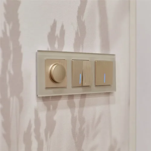 Выключатель одноклавишный с подсветкой (шампань рифленый) W1110110 - фото 6