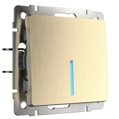 Выключатель одноклавишный с подсветкой (шампань рифленый) W1110110 - фото