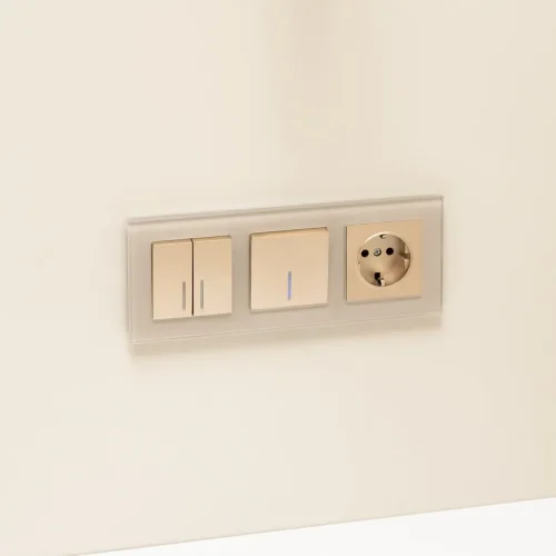 Выключатель одноклавишный с подсветкой (шампань рифленый) W1110110 - фото 3