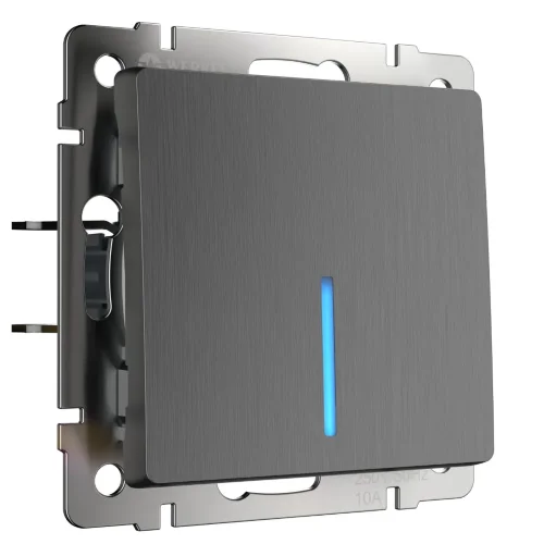 Выключатель одноклавишный с подсветкой (графит рифленый) W1110104 - фото