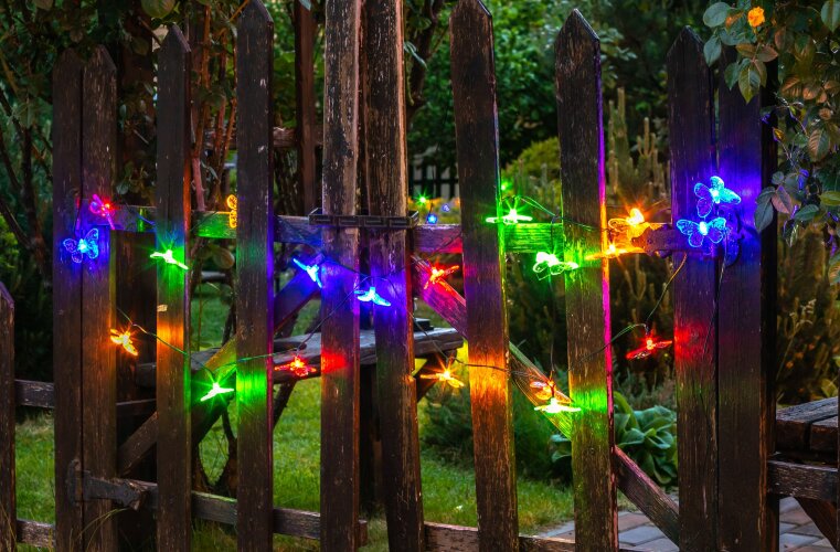 USL-S-129-PT4000 BUTTERFLIES Садовая гирлянда на солнечной батарее Бабочки, 20 светодиодов, Разноцветный свет, 1xАА Ni-Mh аккумулятор в-к, IP44. - фото 7