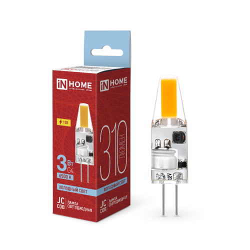 Лампа светодиодная LED-JC-COB 3Вт 12В G4 6500К 310Лм IN HOME - Фото