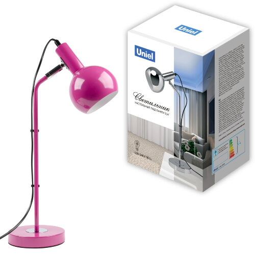 UML-B702 E14 PINK Светильник настольный, 60W. Цоколь Е14. Механический выключатель. Розовый. ТМ Uniel - фото