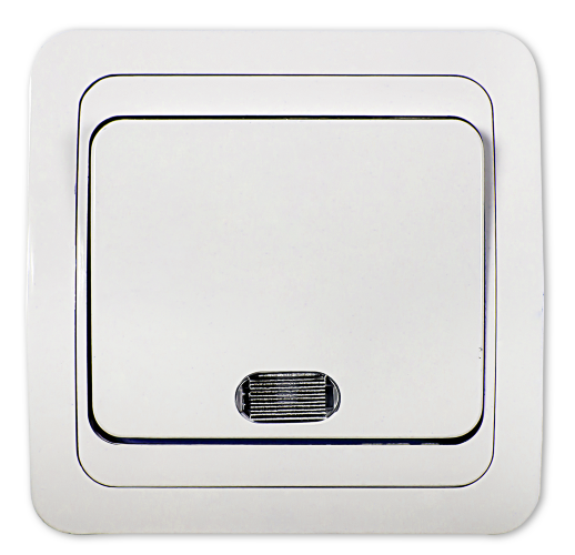 Выключатель одноклавишный с подсветкой CLASSICO белый 2121 IN HOME - Фото
