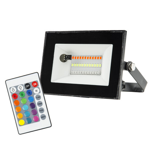 ULF-F60-20W/RGB IP65 200-240В BLACK Прожектор светодиодный. Мультиколор. Пульт ДУ (в/к) Корпус черный. TM Uniel - фото