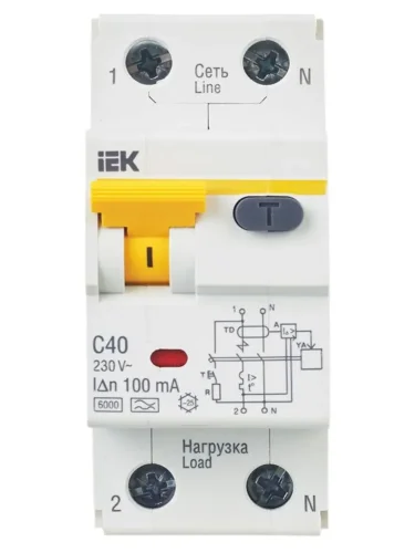 Выключатель автоматический дифференциального тока 2п (1P+N) C 40А 100мА тип A 6кА АВДТ-32 KARAT IEK MAD22-5-040-C-100 - фото 2