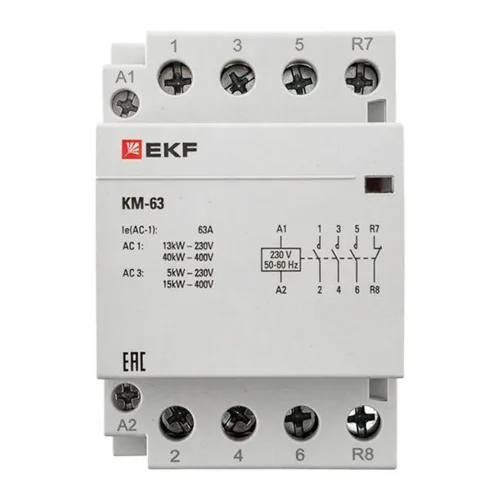 Контактор модульный КМ 63А 3NО+NC (3 мод.) EKF km-3-63-31 - фото 5