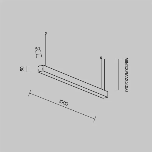 Линейный светильник подвесной 4000K 50x50 20 Вт (Черный, 1 м) LL312028 (Черный) - фото 7