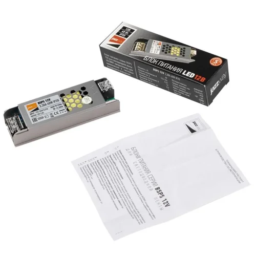 Блок питания для светодиодной ленты 40Вт 3.3А 12В IP20 BSPS метал. JazzWay 3329334A - фото 8